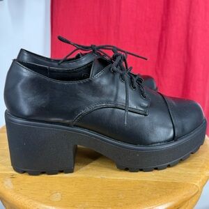 Koi footwear platform grunge, lace up vegan lace-up chunky block heels shoe 8